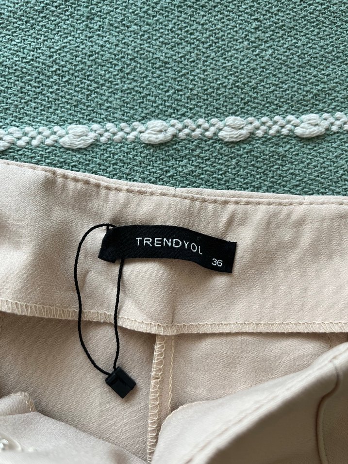 Bej  Kumaş Kadın Pantolon - Görsel 3