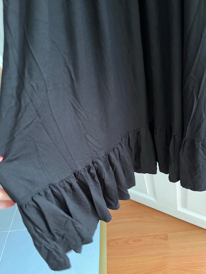 Siyah V Yaka Uzun Elbise - Görsel 3