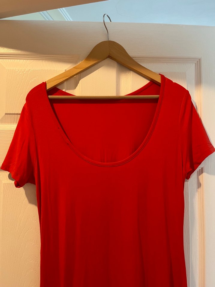 Kısa Kollu Kırmızı Uzun Elbise - Görsel 4