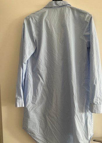 Mavi Pamuklu Uzun Kollu Gömlek Elbise - Görsel 4