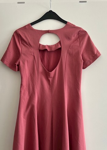 Pembe Midi Kadın Elbise Kısa Kollu - Görsel 4