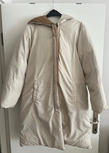 Kahve-krem çift  taraflı Kadın Midi Kaban - Görsel 5