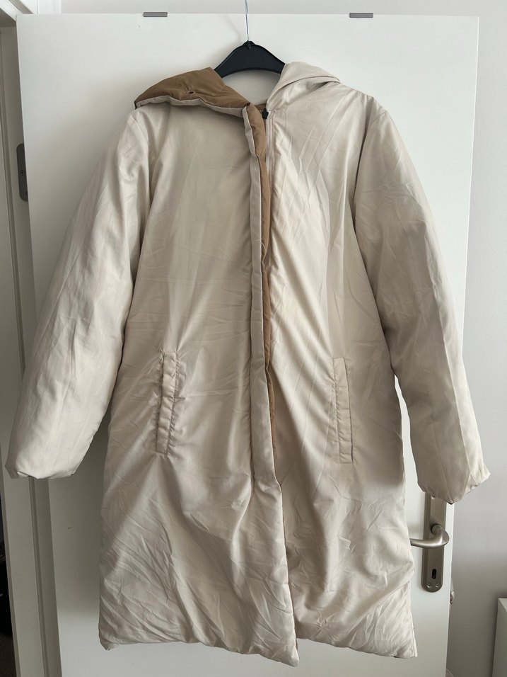 Kahve-krem çift  taraflı Kadın Midi Kaban - Görsel 5