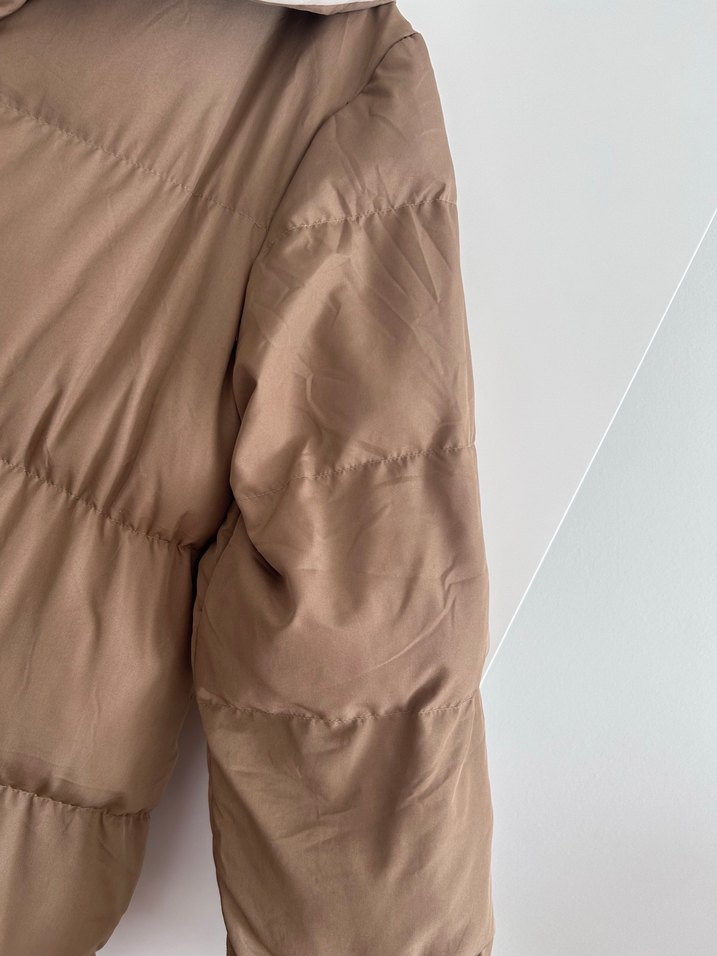 Kahve-krem çift  taraflı Kadın Midi Kaban - Görsel 2