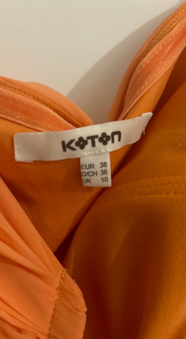 Askılı Turuncu Uzun Drapeli Abiye Elbise - Görsel 3