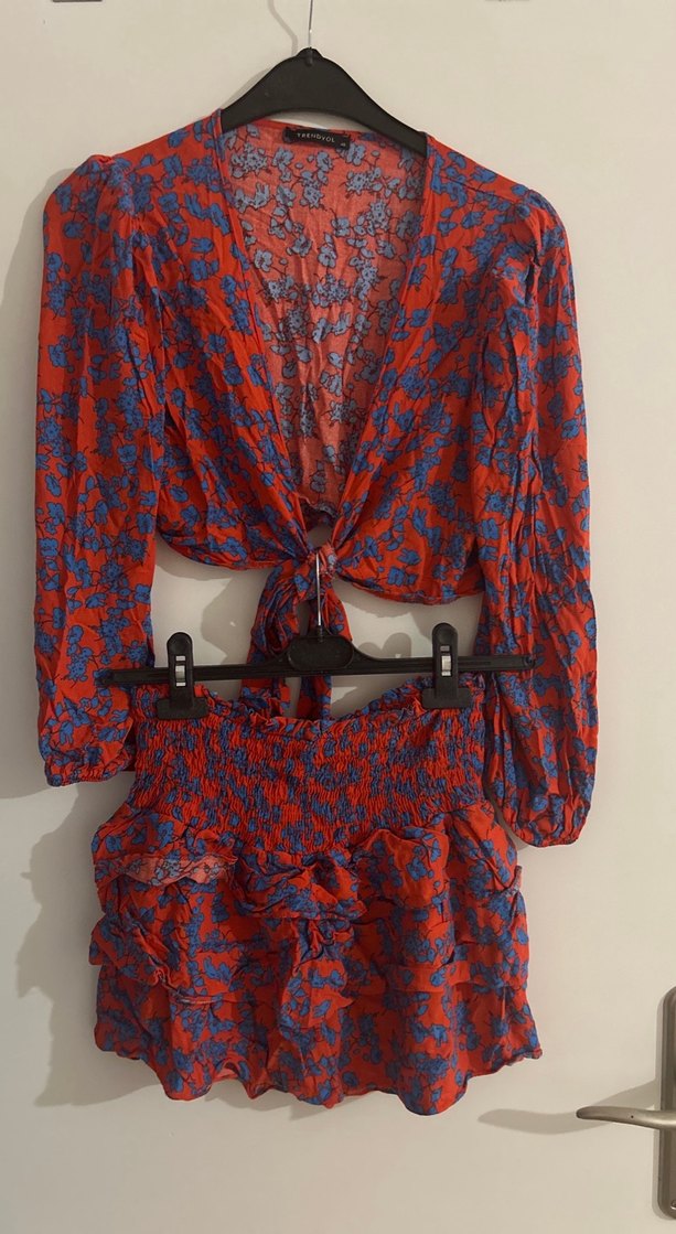 Renkli Bağlama Desenli Fırfırlı Mini Etek - Görsel 5