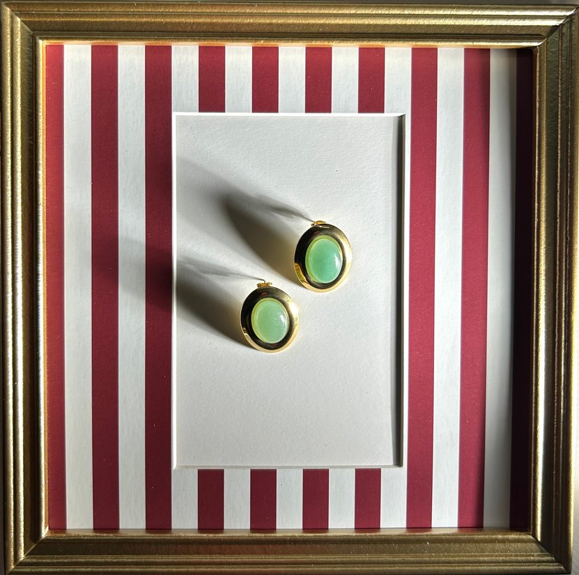 yeşil taşlı çelik küpe - Görsel 2