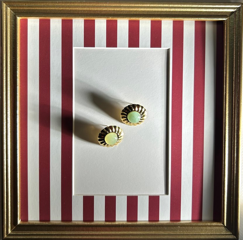 yeşil taşlı çelik küpe - Görsel 2