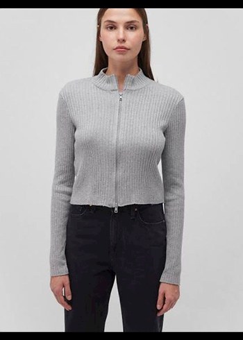 Gri Yarım Fermuarlı Yüksek Yakalı Kadın Kazak - Görsel 3