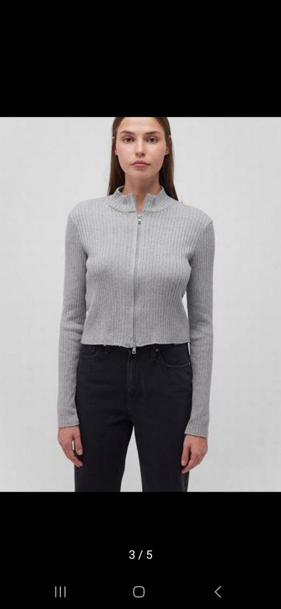 Gri Yarım Fermuarlı Yüksek Yakalı Kadın Kazak - Görsel 3