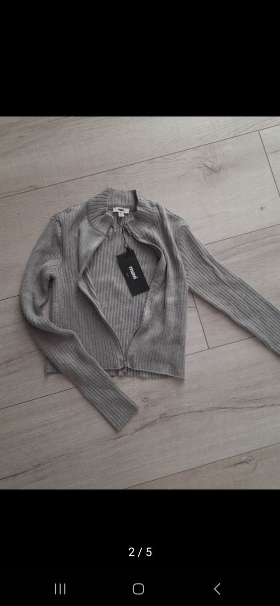 Gri Yarım Fermuarlı Yüksek Yakalı Kadın Kazak - Görsel 2