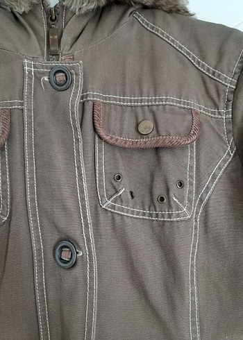 kadın kahverengi parka - Görsel 6