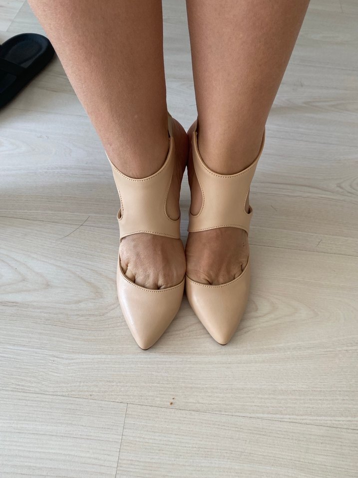 Bej Kemerli Stiletto Kadın Topuklu Ayakkabı - Görsel 2