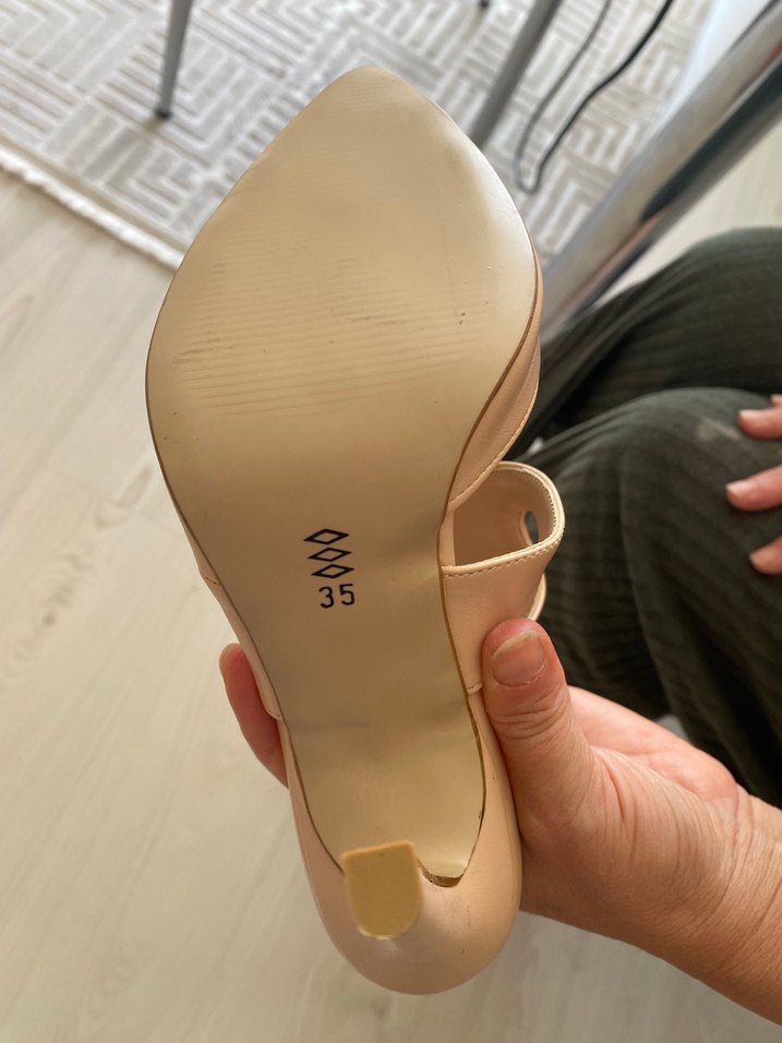 Bej Kemerli Stiletto Kadın Topuklu Ayakkabı - Görsel 4