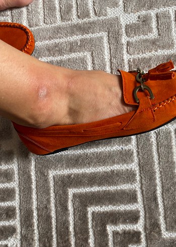 Turuncu Süet Tokalı Kadın Loafer - Görsel 4