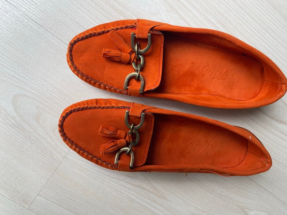 Turuncu Süet Tokalı Kadın Loafer - Görsel 2