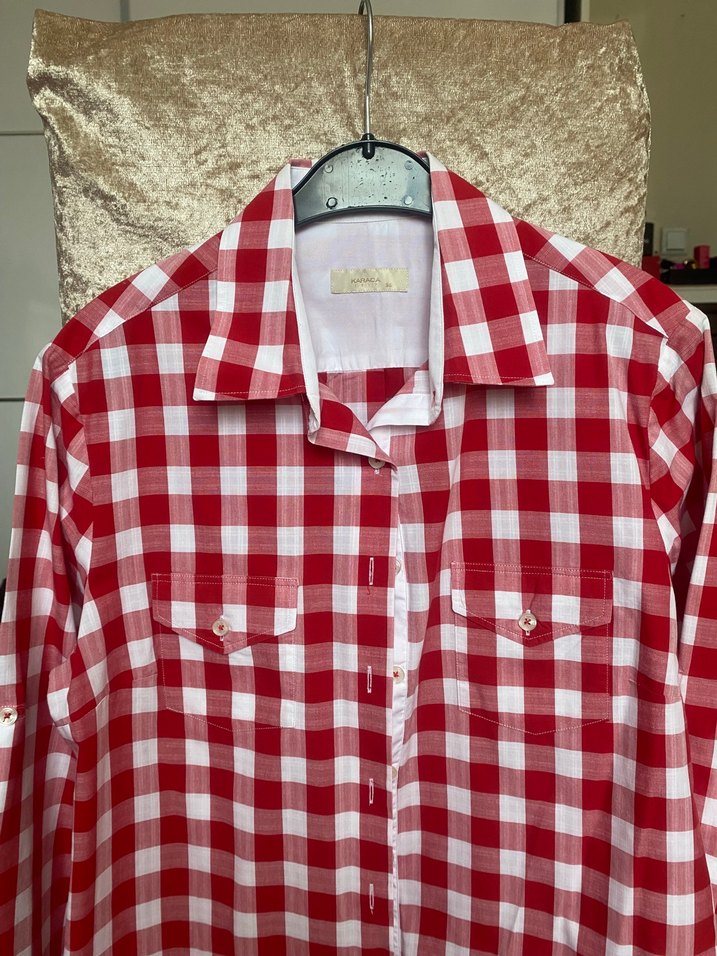 Karaca Düğmeli Kırmızı Kareli Kadın Gömlek - Görsel 2