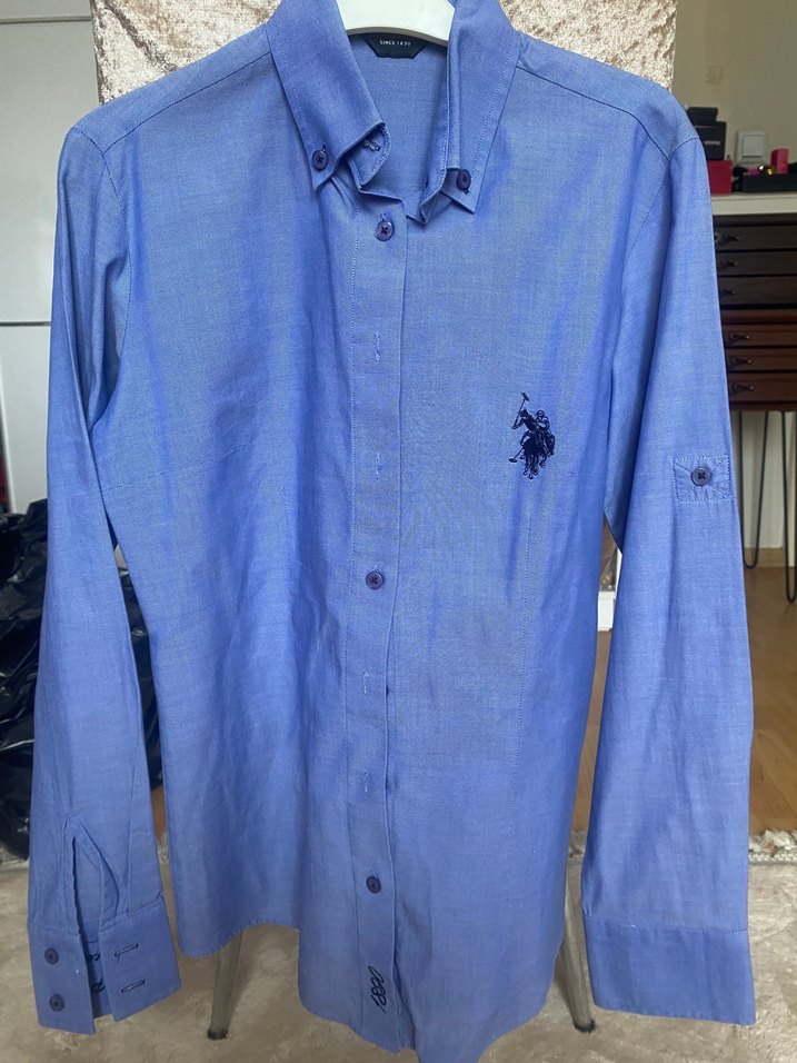 U.S Polo Mavi Uzun Kollu Kadın Gömlek - Görsel 4