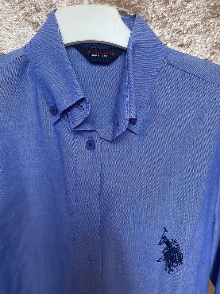 U.S Polo Mavi Uzun Kollu Kadın Gömlek - Görsel 2