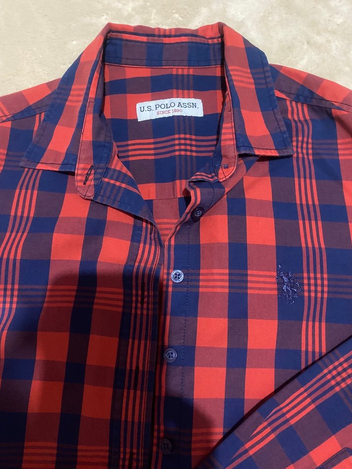 U.S Polo Kadın Kırmızı Kareli Uzun Kollu Gömlek - Görsel 4