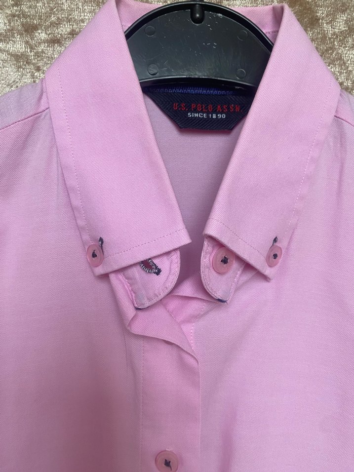 U.S Polo Pembe Uzun Kollu Düğmeli Kadın Gömlek - Görsel 3