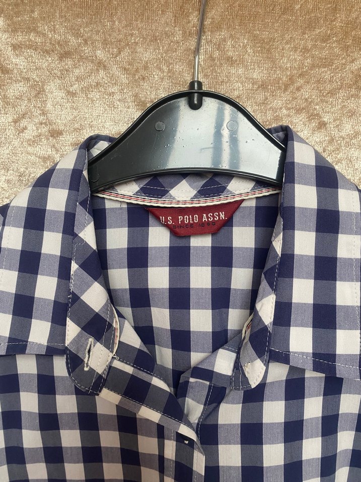 U.S Polo Mavi Kareli Uzun Kollu Kadın Gömlek - Görsel 3