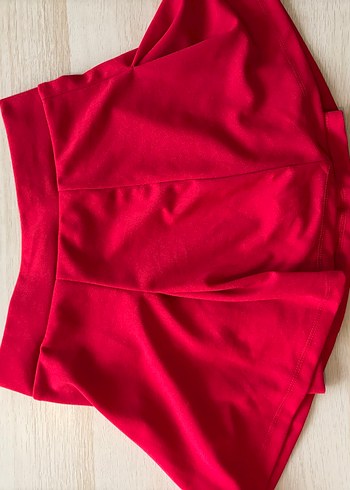 Kırmızı Pilili Mini Şort Etek - Görsel 3