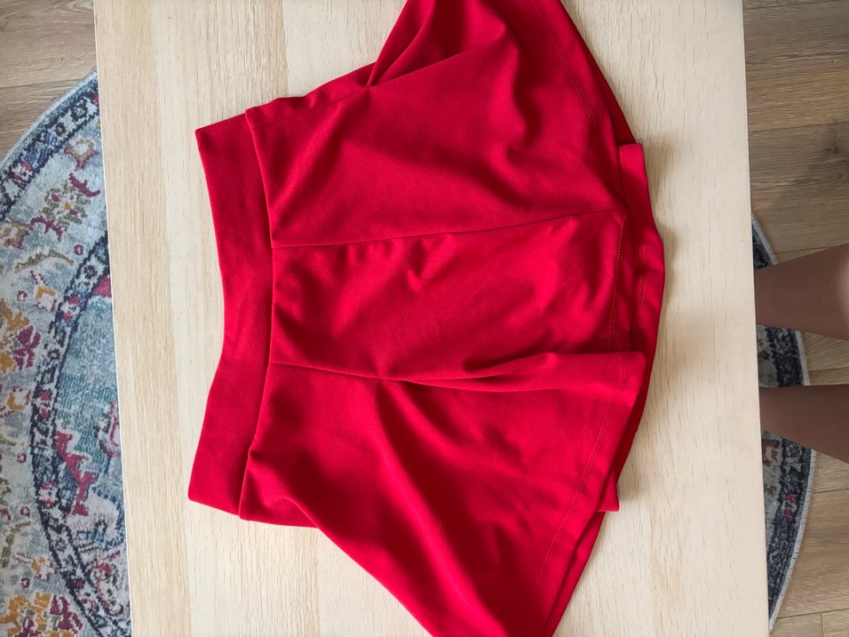 Kırmızı Pilili Mini Şort Etek - Görsel 3