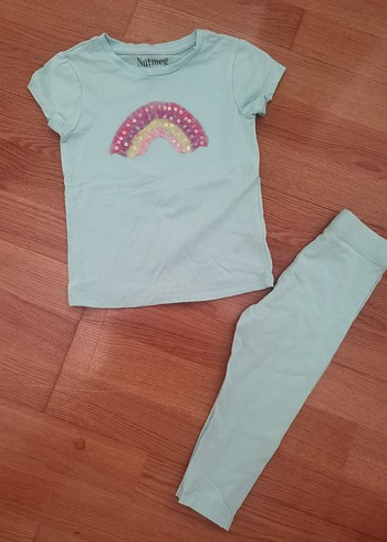 Pul İşlemeli Turkuaz Kız Bebek Takımı 18/24 ay