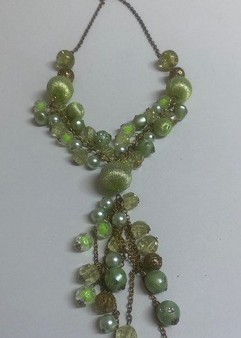 Uzun Yeşil Boncuklu Bohem Kadın Kolye - Görsel 2