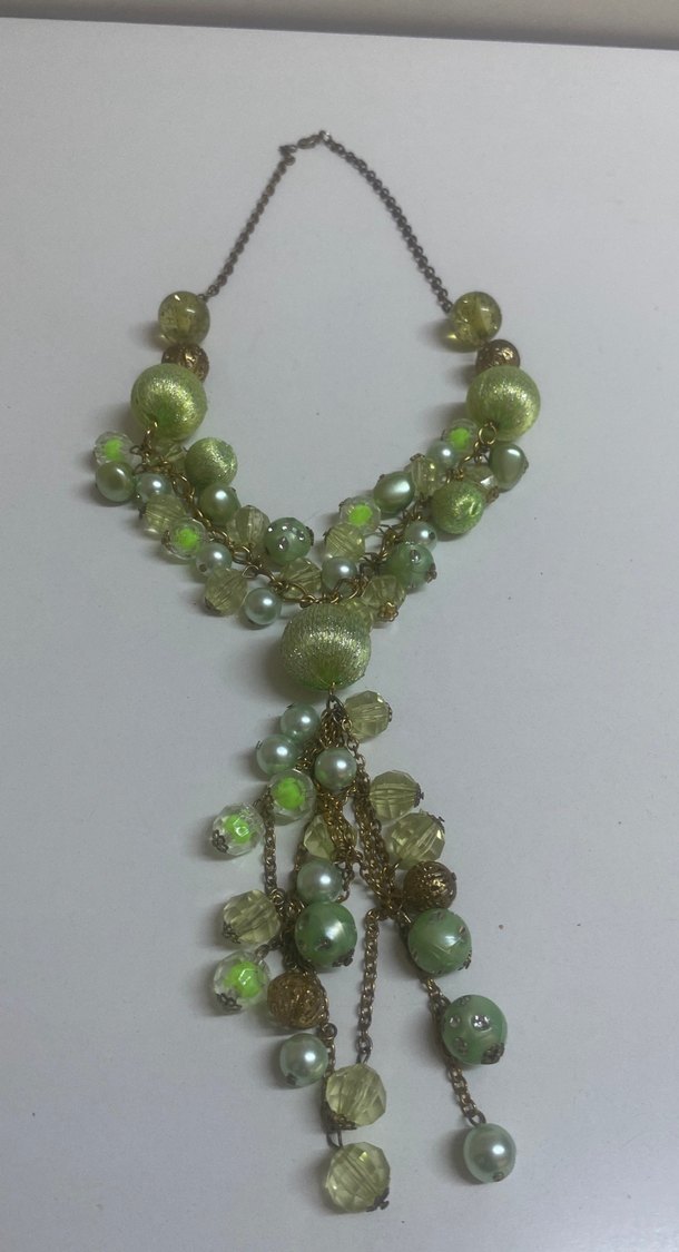 Uzun Yeşil Boncuklu Bohem Kadın Kolye - Görsel 2