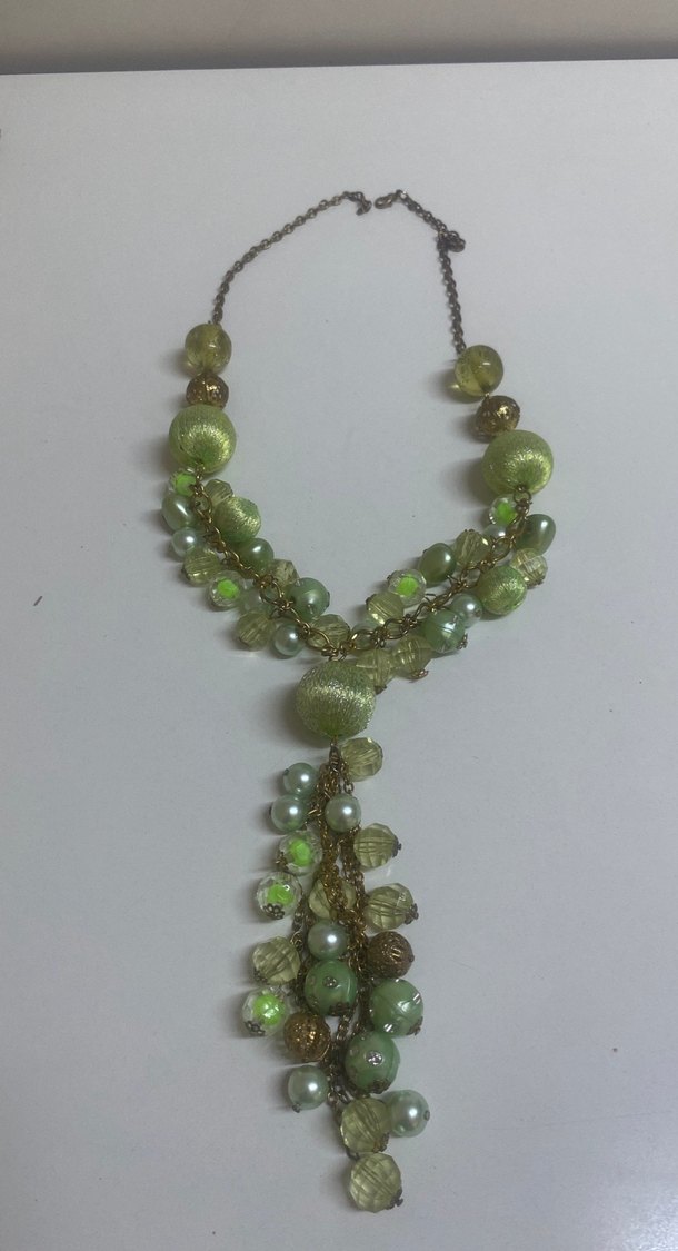 Uzun Yeşil Boncuklu Bohem Kadın Kolye - Görsel 3
