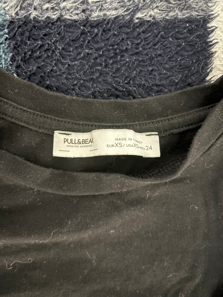 pull and bear siyah uzun kollu crop - Görsel 2