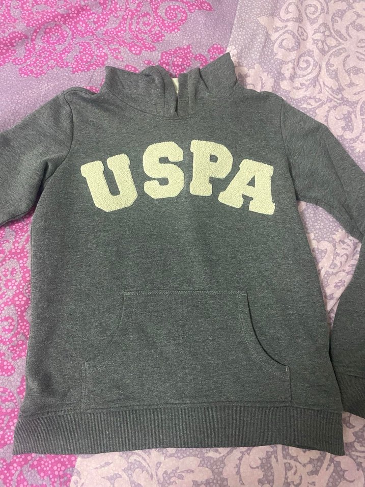 USPA Gri Kapüşonlu Kadın Sweatshirt - Görsel 2