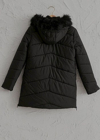 Siyah Kürklü Kadın Kışlık Mont - Görsel 2