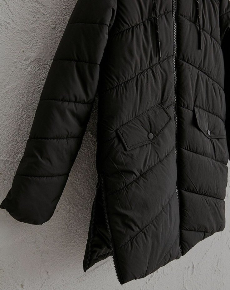 Siyah Kürklü Kadın Kışlık Mont - Görsel 4