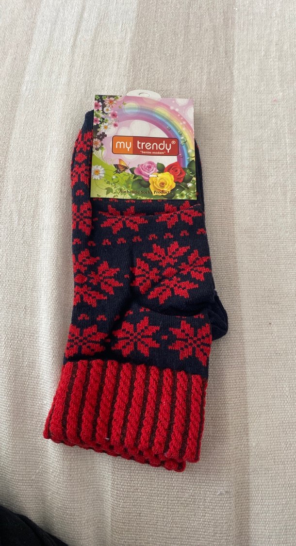 Kız Çocuk Renkli Örgü Desenli Çorap 12 adet - Görsel 2