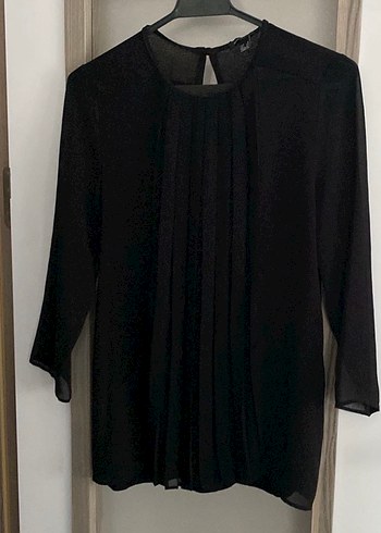 Kadın Siyah Uzun Pilili Bluz - Görsel 4