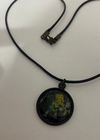 Siyah Zincir Detaylı Midi Kolye - Görsel 3