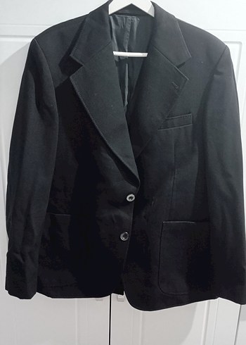 Siyah Erkek Düz Düğmeli Blazer Ceket