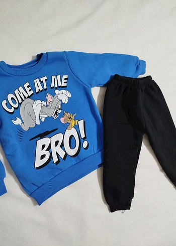 Diğer Mavi Bebek Erkek Sweatshirt ve Siyah Pantolon Takım.