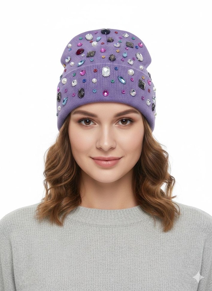 Renkli Payetli Mor Kadın Bere - Görsel 2