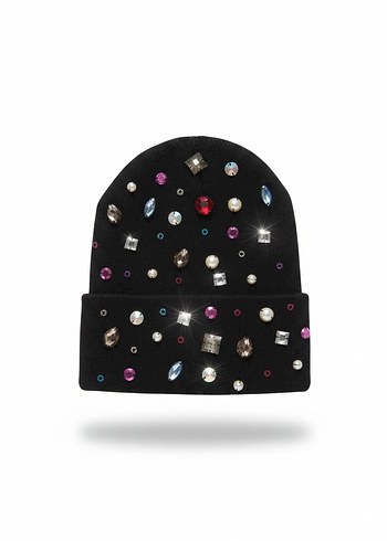 Pul İşlemeli Siyah Kadın Bere - Görsel 2