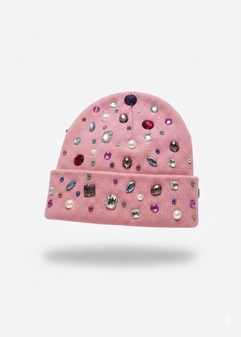 Pembe taşlı  Kadın Bere - Görsel 2