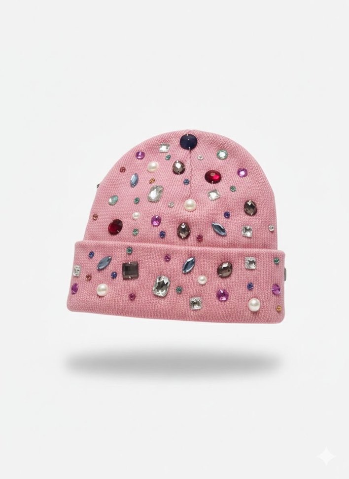 Pembe taşlı  Kadın Bere - Görsel 2