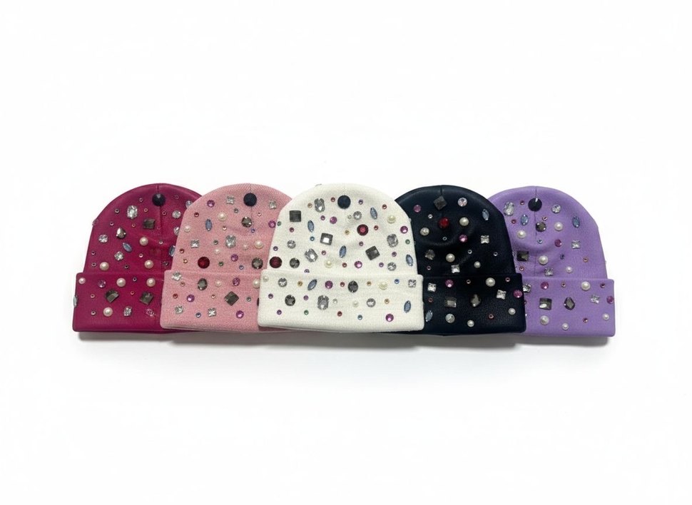 Pul İşlemeli Beyaz Kadın Bere - Görsel 3