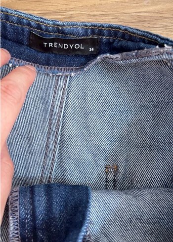 xs Beden Kadın Mavi Kemerli Mini Denim Şort Etek