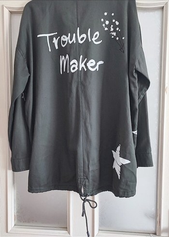 Gri Nakışlı Düğmeli Uzun Kadın Ceket - Görsel 2