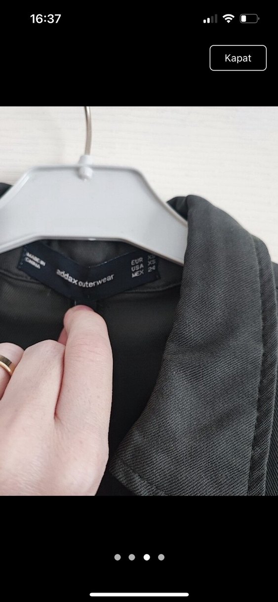 Gri Nakışlı Düğmeli Uzun Kadın Ceket - Görsel 3