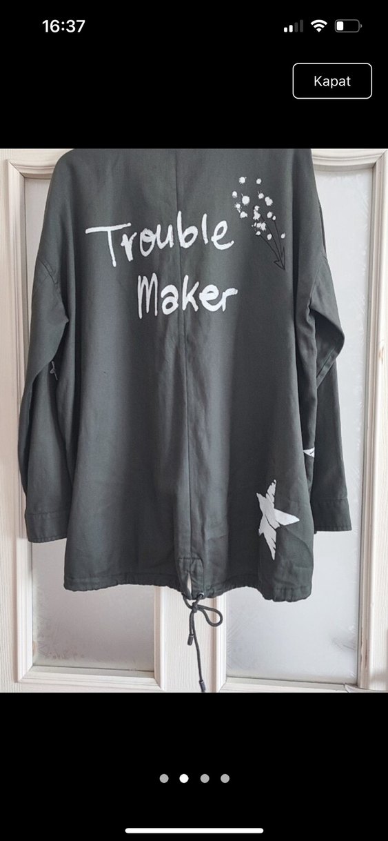 Gri Nakışlı Düğmeli Uzun Kadın Ceket - Görsel 2